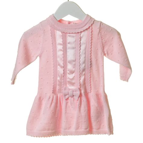 Baby Girls Pink Knitted Three Piece Set With Satin Bows | Bumpalumpa