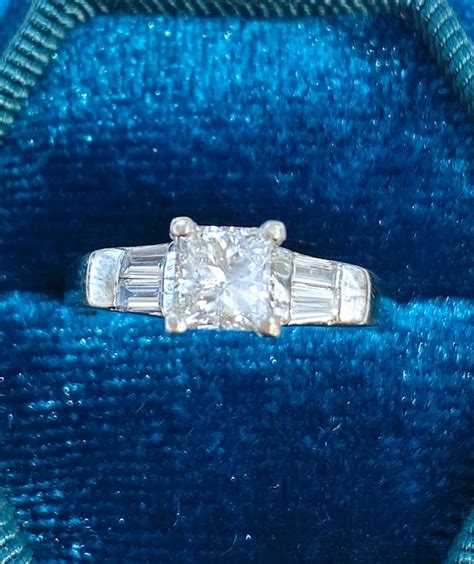 Vintage Diamond Platinum Ring, Princess Cut Diamond R… - Gem