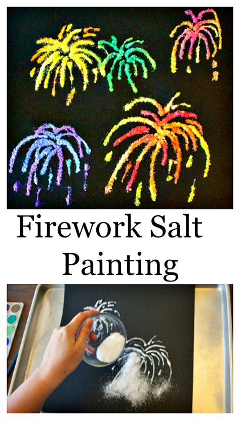 4th Of July Crafts - Firework Salt Painting For Independence Day