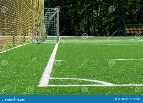 Soccer field markings. stock image. Image of artificial - 291105247