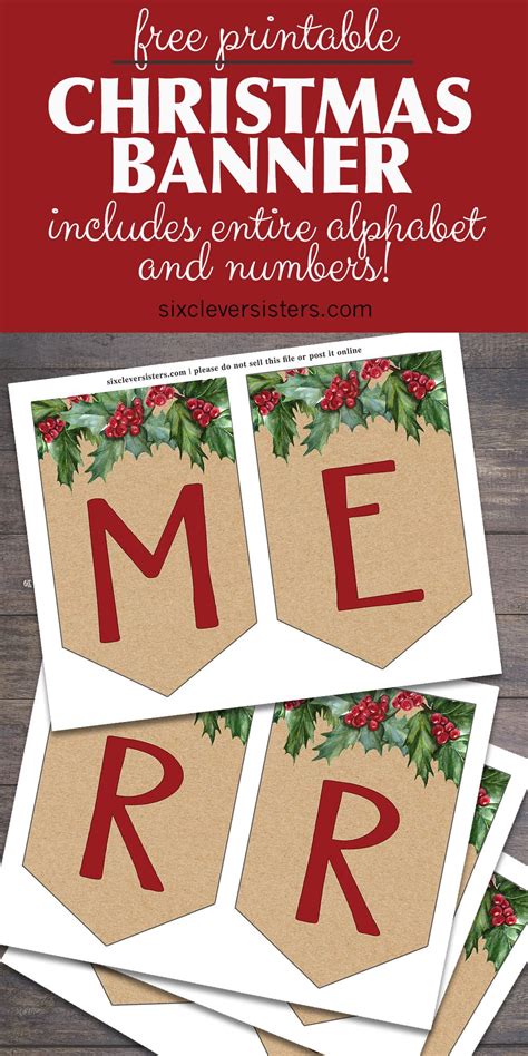 Free Printable Christmas Banner - Six Clever Sisters | Merry christmas banner, Merry christmas ...