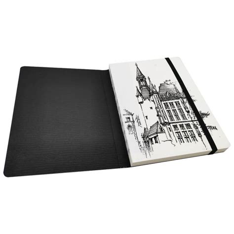 Black Cover Paper Sketchbook for Drawing Open Bound Design, 80 sheets - Notebookpost