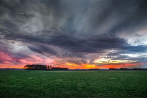 Free photo: Storm Clouds over Field During Sunset - Clouds, Sunset, Sunrise - Free Download - Jooinn