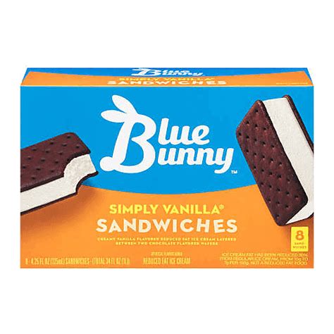 Blue Bunny Ice Cream Sandwiches Simply Vanilla - 8 CT | Sandwiches & Bars | Market Basket