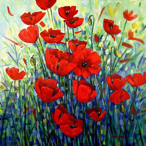 Red Poppies Painting by Georgia Mansur - Pixels