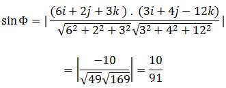 Angle Between A Line And A Plane Solved Examples in Geometry