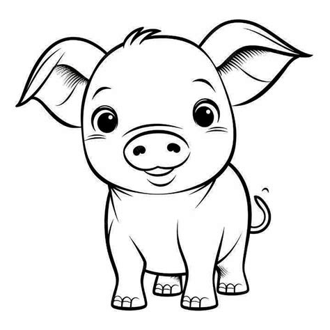 Premium AI Image | a black and white drawing of a pig with big ears generative ai