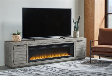 Naydell 92" TV Stand with Electric Fireplace – Akins Furniture Funky Living Rooms, Glam Living ...