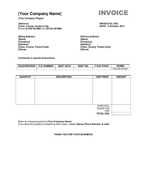 Download Invoice Sample Word Doc Background * Invoice Template Ideas