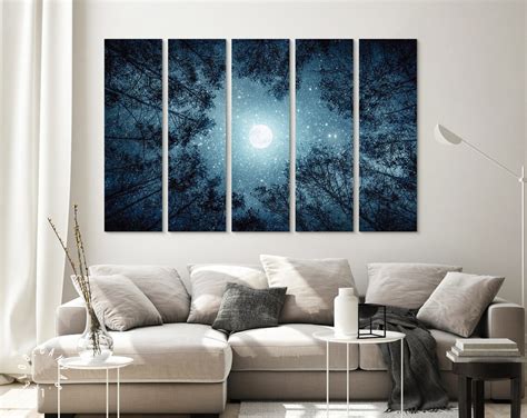 Night Sky Canvas Print // The Moon and The Trees Milky Way | Etsy