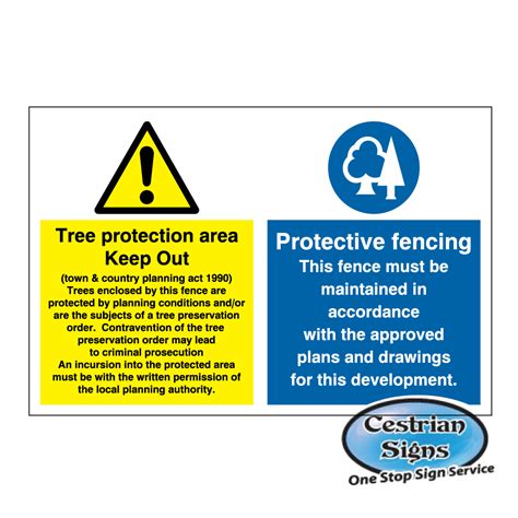 Tree protection area and Protective fencing signs 600mm x 400mm | Cestrian Signs