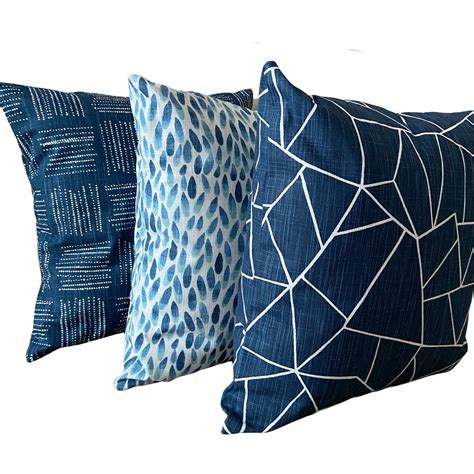 Pillow Covers Blue Aqua White Throw Pillows Navy Blue Aqua - Etsy