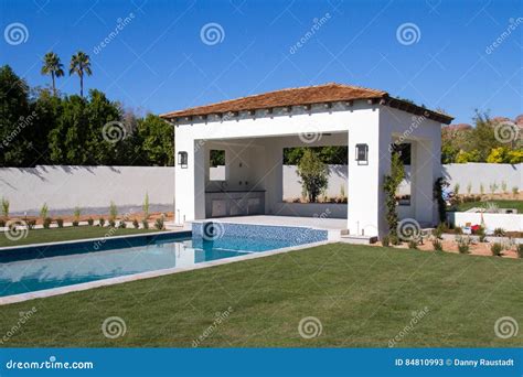 New Modern Home Classic Luxury Pool Cabana Stock Image - Image of estate, builder: 84810993