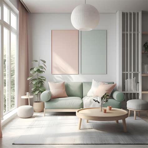 Premium AI Image | Modern minimalist living room interior soft pastel aesthetic living room ...