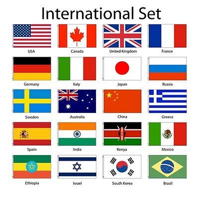 International 2x3 Flag Set of 20 Country Countries Polyester Flags grommets | eBay