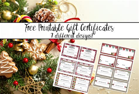 FREE Printable Christmas Gift Certificates: 7 Designs