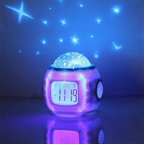 Nature Sounds Starry Night Projector LCD Alarm Table Clock Night Light For Kids-in Alarm Clocks ...