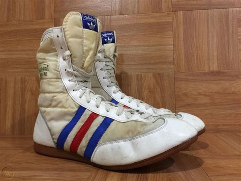 Vintage Adidas Boxing Boots Red White Blue Leather S 10 Knockout Muhammad Ali | #1937370187