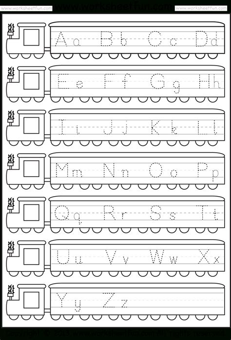 Alphabet Tracing Train – AlphabetWorksheetsFree.com