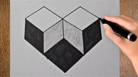 How To Draw A 3d Drawing Simple Geometric Shape Optical Illusion 3d | Images and Photos finder