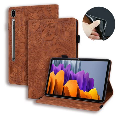 Galaxy Tab S7 Case, Dteck Muilt-angle Standing Embossed PU Leather Folio Flip Stand Case with ...