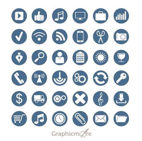 36 Flat Icons Set Design Free Vector File by GraphicMore | Icon set design, Web design icon ...