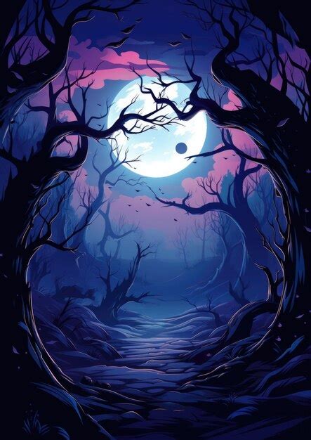 Premium AI Image | halloween background with creepy landscape A spooky scary forest halloween ...