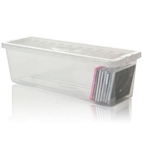 Buy Shallow Shelf 52 CD Plastic Storage Box with Lid