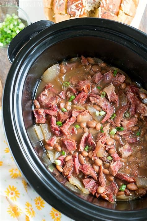 Slow Cooker Ham and Beans with Ham Hocks - Soaked Pinto