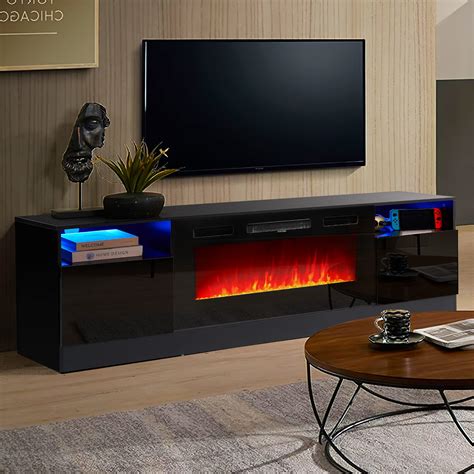 oneinmil Fireplace TV Stand with 36" Electric Fireplace, LED Light Entertainment Center, Modern ...