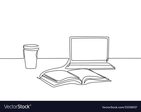 Single continuous line drawing computer laptop Vector Image