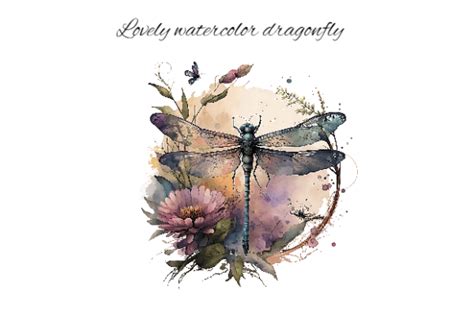 Watercolor Dragonfly with Flowers Graphic by Alchemy Designs · Creative Fabrica