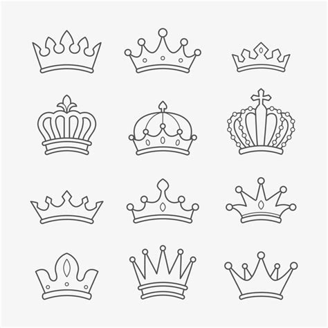 Crown Outline Icon Set 9363482 Vector Art at Vecteezy