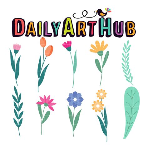 Spring Flower Garden Clip Art Set – Daily Art Hub // Graphics, Alphabets & SVG