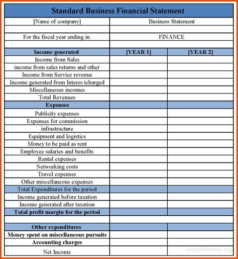 Free Business Financial Statement Template — db-excel.com