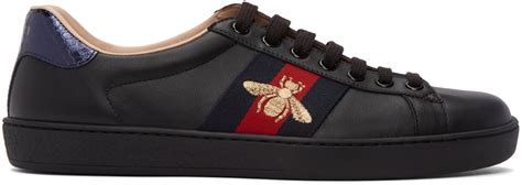 Gucci: Black Embroidered Ace Sneakers | SSENSE