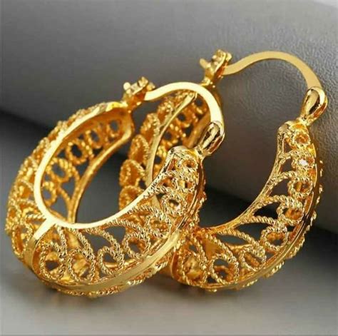 24K Dubai Gold Plated Hoop Earrings - Etsy