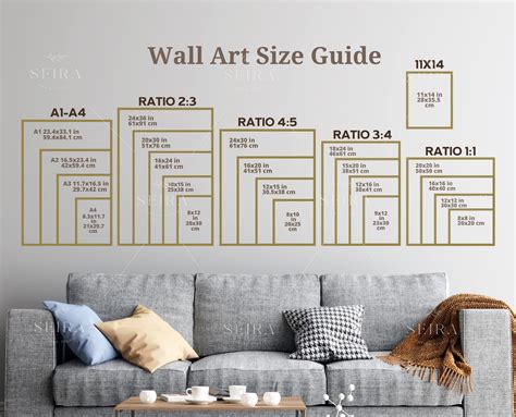 Wall Art Size Guide Standard Frame Sizes Guide Living Room - Etsy Australia