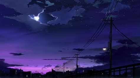 3840x2160 Power Lines Moon Anime Quite Night 4k 4K ,HD 4k Wallpapers,Images,Backgrounds,Photos ...