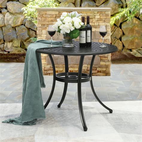 Nuu Garden 36 Inch Outdoor Round Patio Table Cast Aluminum Bistro Conversation Table with ...