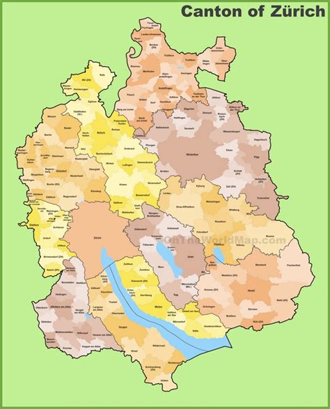 Canton of Zürich municipality map