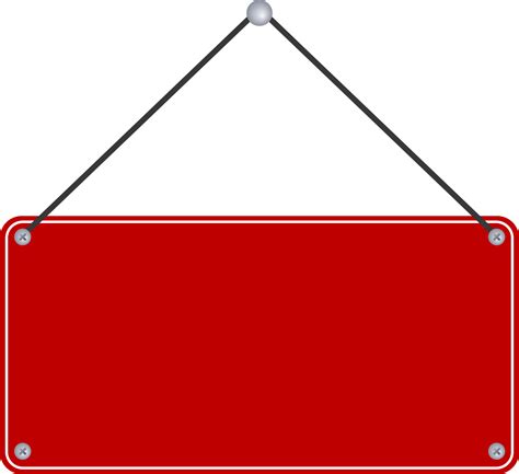 Blank red sign plate hanging on transparent background. 13666497 PNG