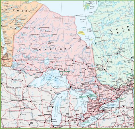 Map of Ontario with cities and towns - Ontheworldmap.com