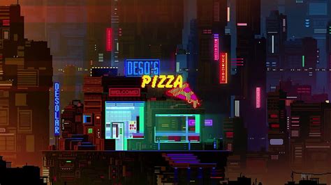 4096x2304px | free download | HD wallpaper: night, city, light, pixel art, metropolis, neon ...