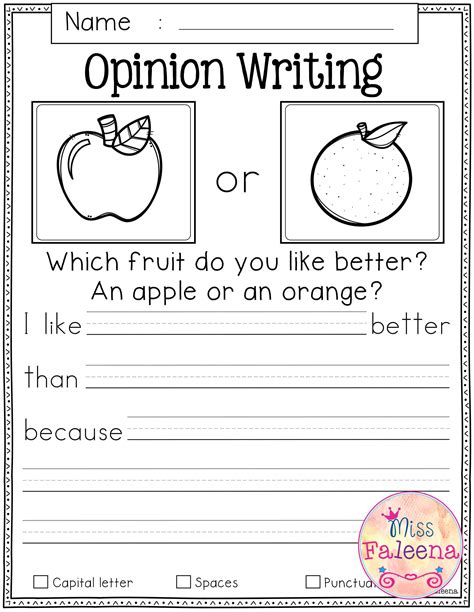 Kindergarten Opinion Writing - Kindergarten