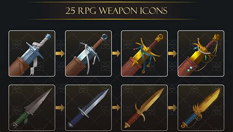 25 RPG weapon icons pack | GameDev Market