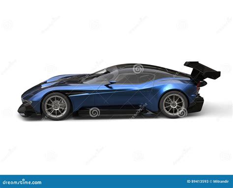 Navy Blue Metallic Awesome Super Car - Side View Stock Illustration - Illustration of powerful ...