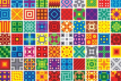 One Hundred 10x10 Pixel Patterns | Pixel art pattern, Pixel art, Pixel art templates