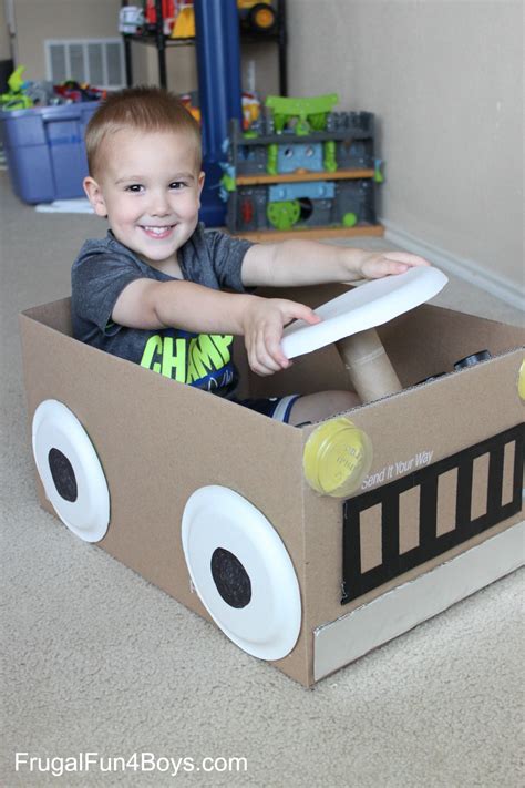 Create a Cardboard Box Car - Frugal Fun For Boys and Girls