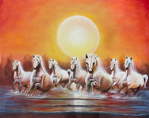 7 running horses vastu feng shui lucky painting for home | Etsy